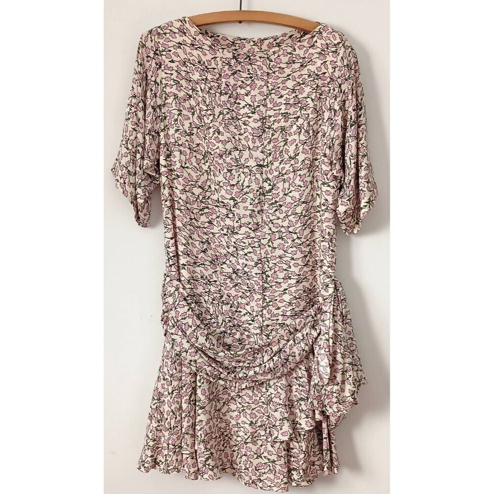 Vintage Nicole Miller 100% Silk Size 8 Limited Edition Pink Flowers 2/4 Sleeves